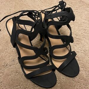Express Black Lace-Up Sandals